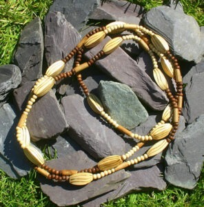 Boho wooden beaded long necklace.