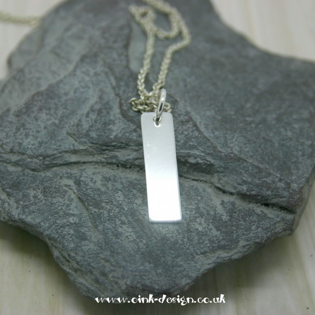 Sterling Silver plain rectangle necklace