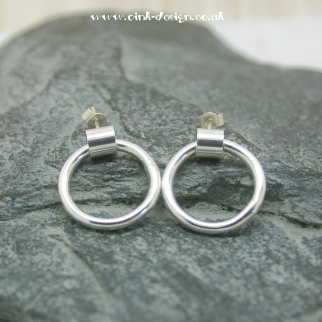 Sterling silver circular stud earrings