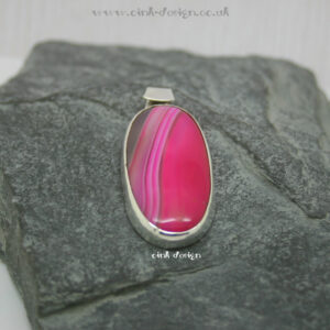 Pink Banded Agate Sterling Silver Pendant